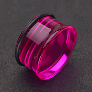 Detail View 1 of A Pair of Basic UV Acrylic Single Flared Ear Gauge Plug-Purple